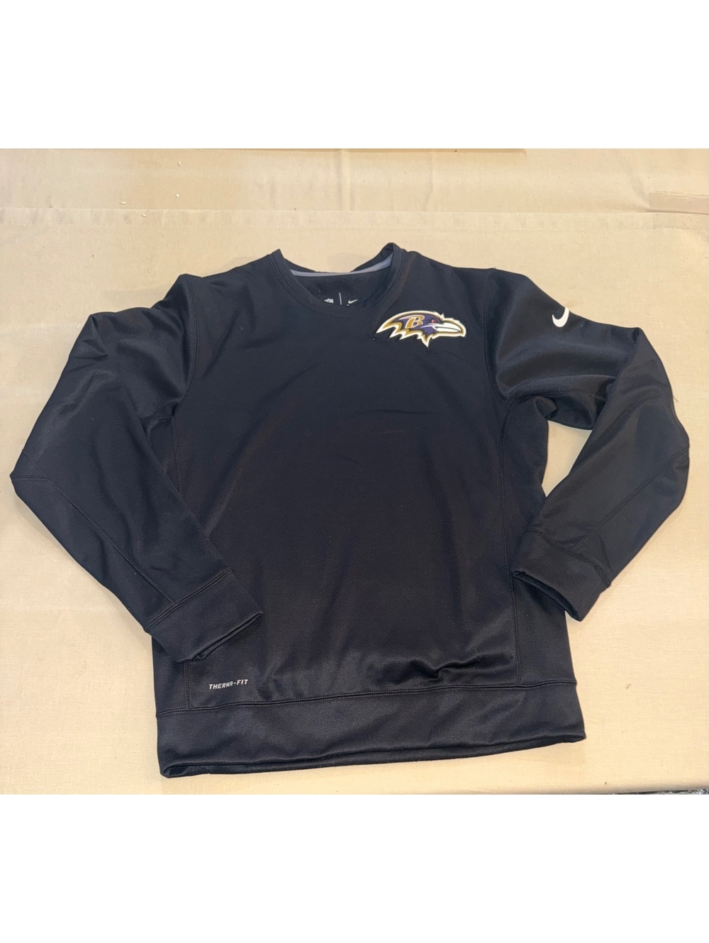 Nike NFL On Field Baltimore Ravens Therma Fit long sleeve pullover black size S